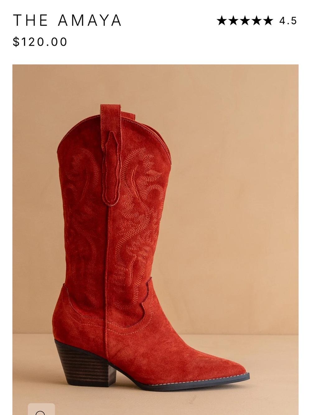 Amaya Red Suede Western Boot
